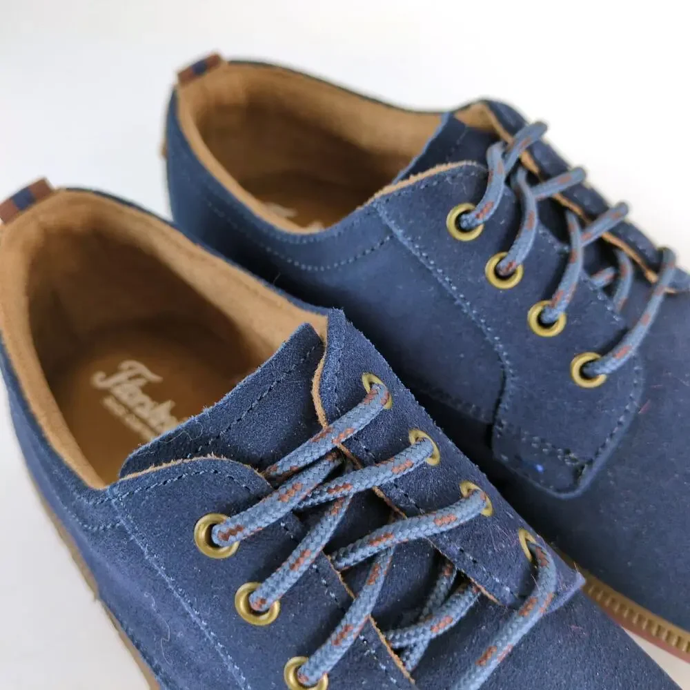 Florsheim Supacush Blue Suede Leather Oxford Dress Shoes, Boy's 6.5 New w/o Tags